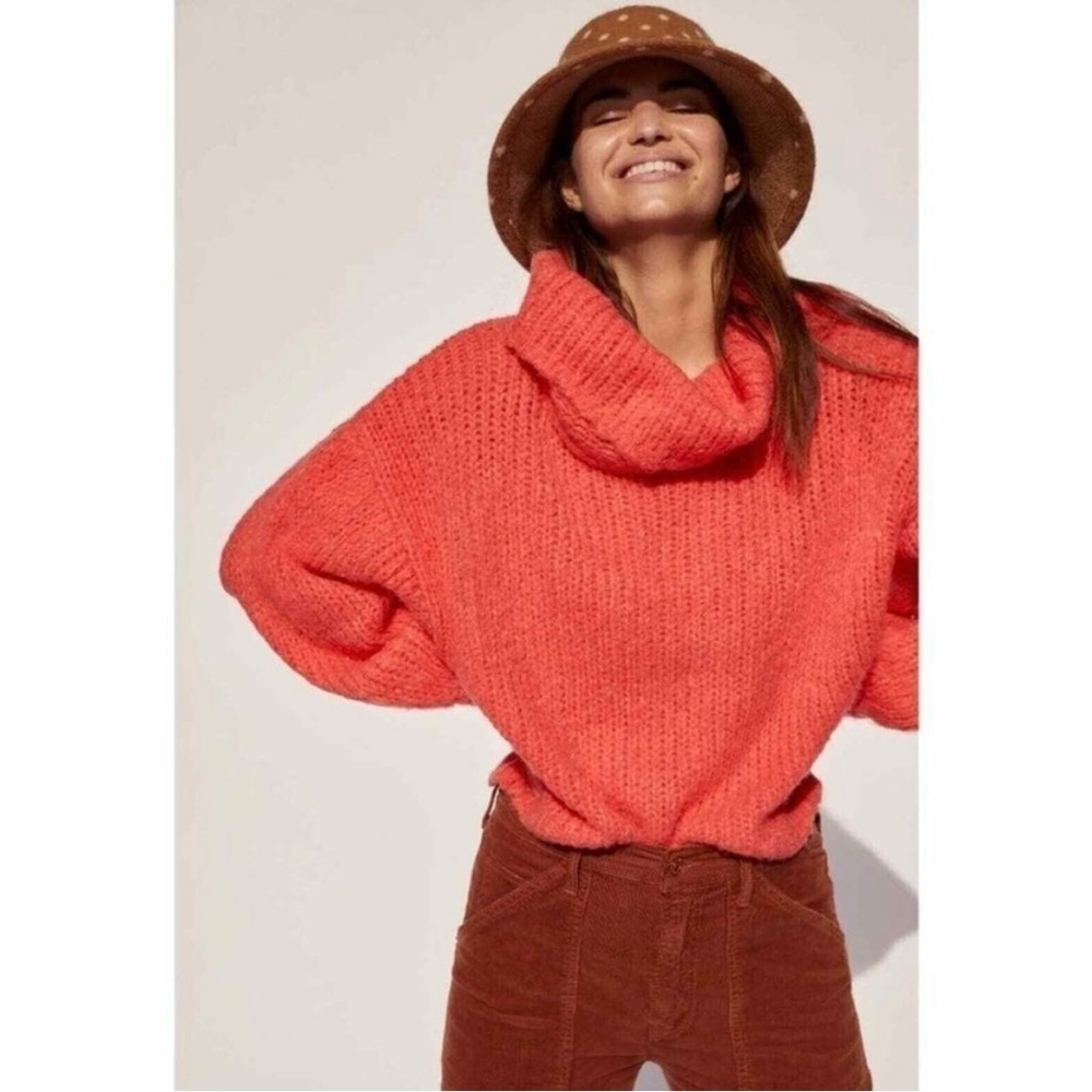 Pilcro Anthropologie Coral Chunky Knit Zamora Cowl Neck Sweater XS